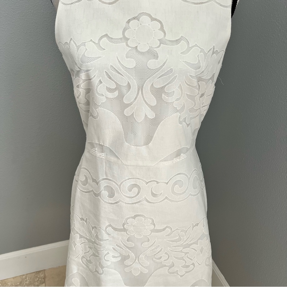 Daniel Cremieux White Sleeveless Sheath Dress Scoop Neck Mini - Picture 2 of 13